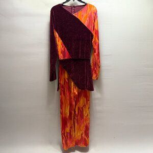 Colorguard, Winterguard, Dance Outfit - Maroon, Fluid Art Fire Print, One Piece